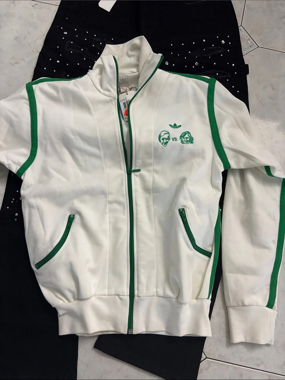 Adidas Limited White & Green Men's 1980's original 1 of 1 Track Jacket